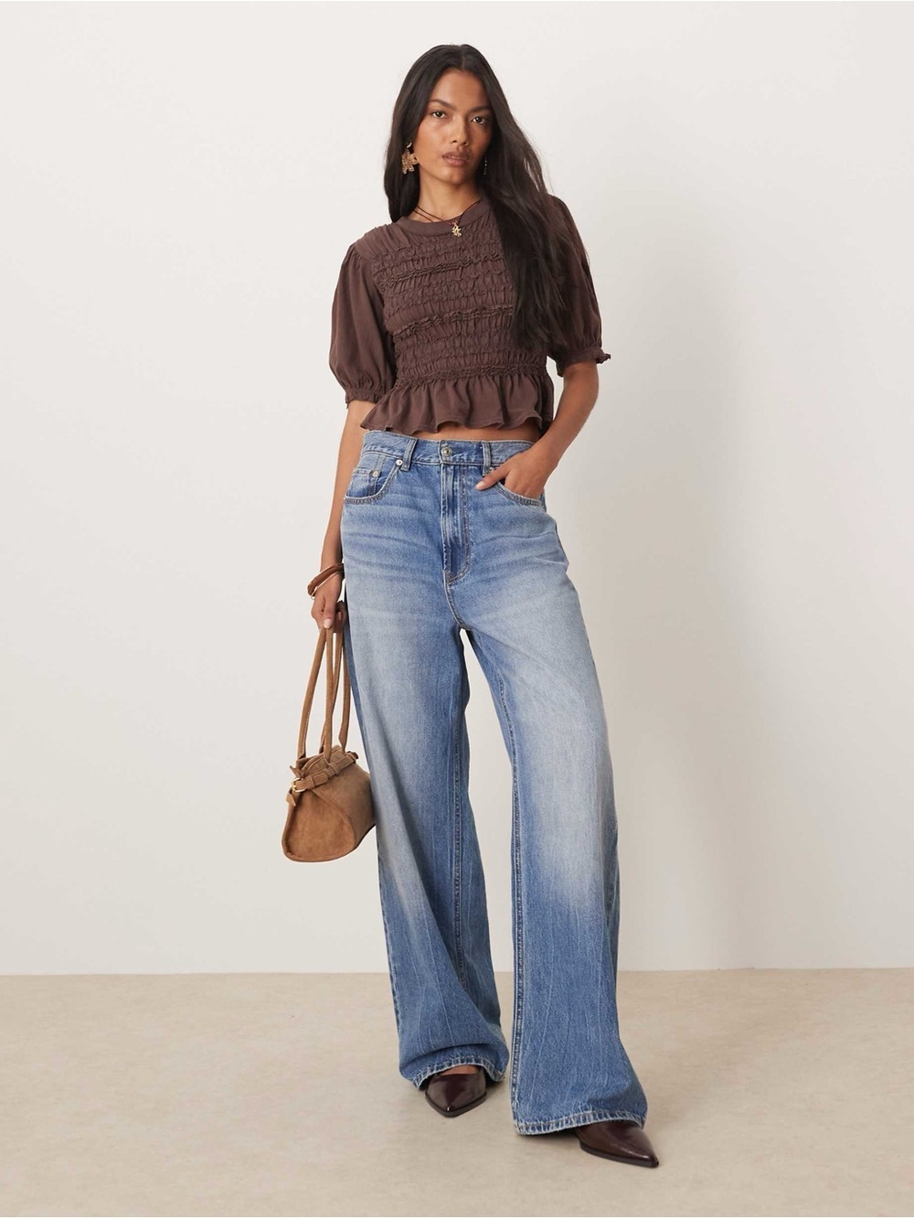 Free People Maxey knit top in french brown xs